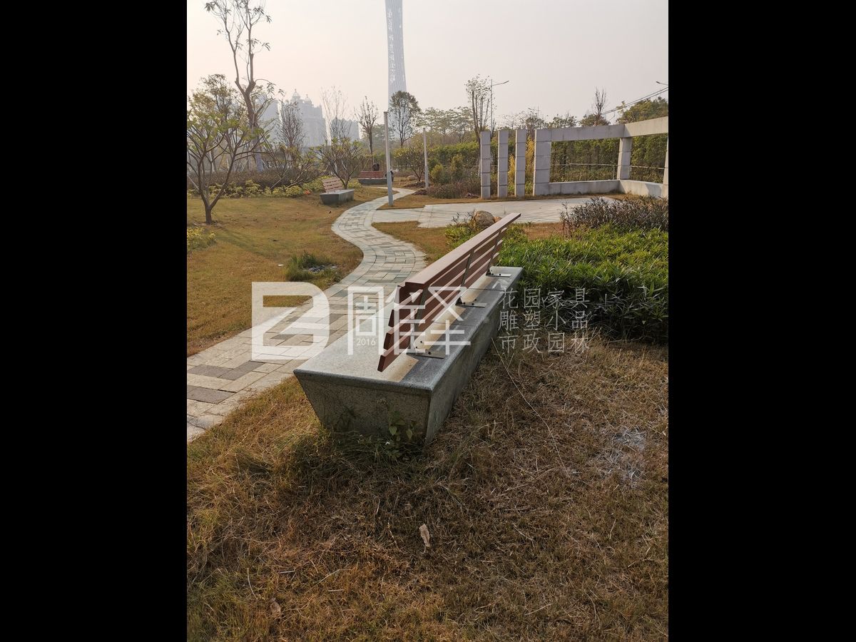 廣報中心戶(hù)外實(shí)木石凳背靠(圖3)