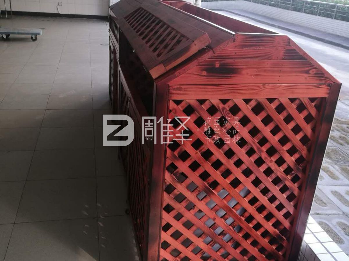 廣東珠海九中垃圾桶防腐木罩子花箱二合一(圖5)