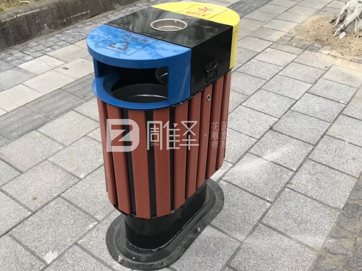 廣東廣州廣園路28公里道路定制雙色雙桶垃圾桶