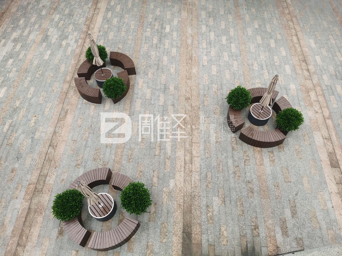 廣州萬(wàn)盛廣場(chǎng)塑木戶(hù)外花園家具圍樹(shù)椅(圖5)
